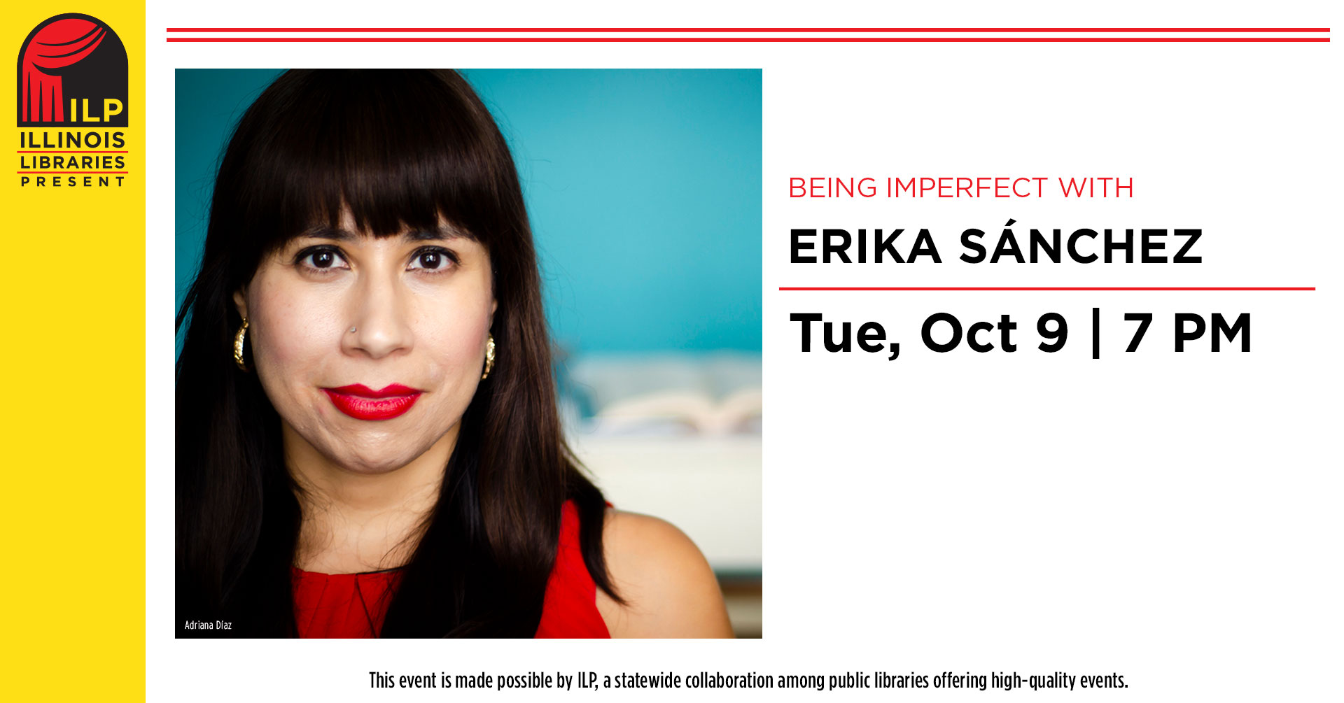 ILP Program: Being Imperfect with Erica Sánchez, October 9th at 7 p.m. CST